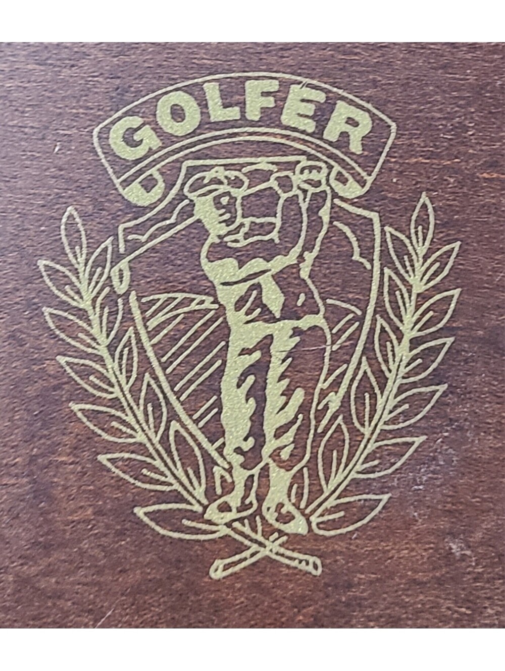 Vtg Golfer Wooden Case 2 Deck Playing Card Sz 4.5" X 5.75"  Distressed BOX ONLY